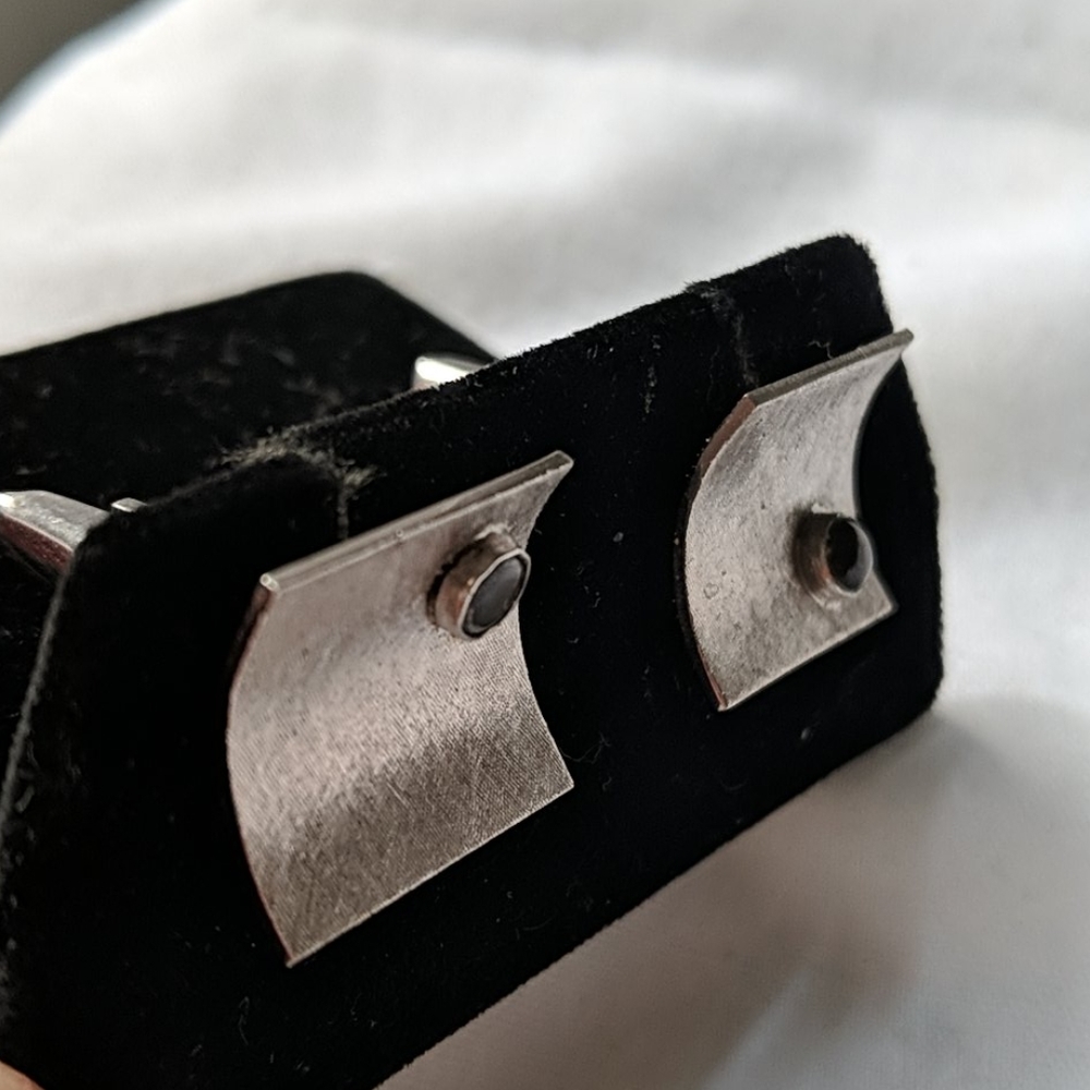 Vintage Sterling Silver Cufflinks with Jewels